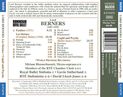 Berners: Ballet Music - Les Sirenes; Cupid & Psyche - Royal Ballet Sinfonia, Gavin Sutherland, RTÉ Sinfonietta, David Lloyd-Jones
