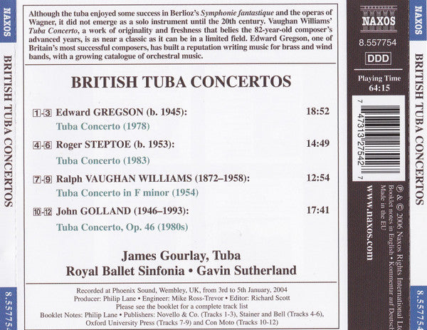 BRITISH TUBA CONCERTOS - James Gourlay, Royal Ballet Sinfonia, Gavin Sutherland