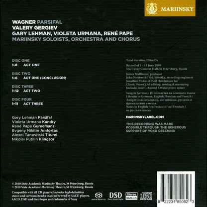 Wagner: Parsifal - VALERY GERGIEV, MARIINSKY ORCHESTRA AND CHORUS, GARY LEHMAN, VIOLETA URMANA , RENE PAPE (4 Hybrid SACDS)