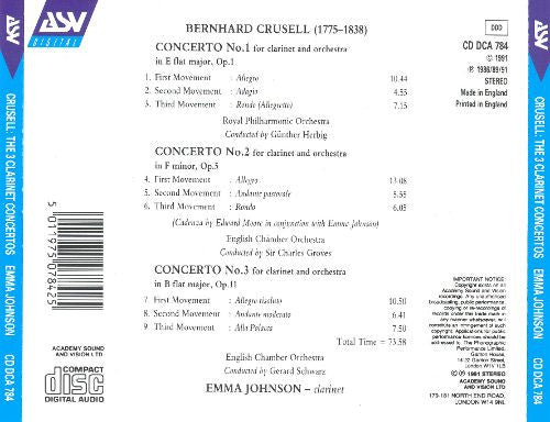 CRUSELL: Three Clarinet Concertos - Emma Johnson