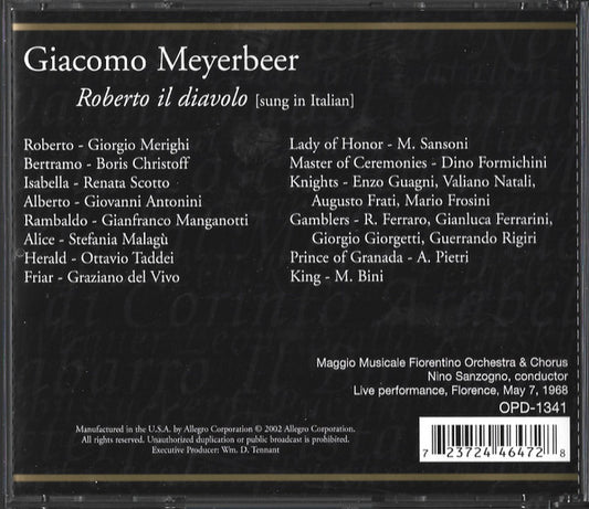 MEYERBEER: Robert Il Diavolo - MERIGHI / CHRISTOFF / SCOTTO (3 CDs)