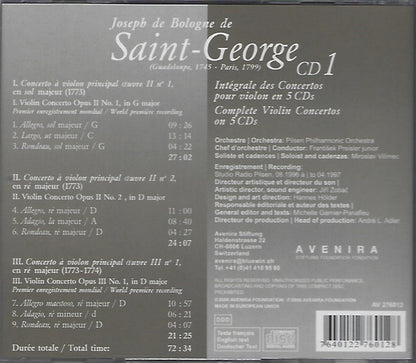 SAINT-GEORGE: COMPLETE VIOLIN CONCERTOS V. 1 - Vilimec, Pilsen Philharmonic Orchestra
