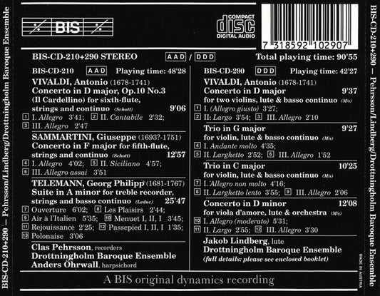 Recorder Concertos by Telemann, Sammartini and Vivaldi & Vivaldi: The Complete Works For The Italian Lute Of His Period - Drottingholm Baroque Ensemble (2 CDs)