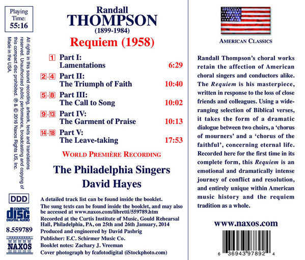 Thompson: Requiem - The Philadelphia Singers, David Hayes