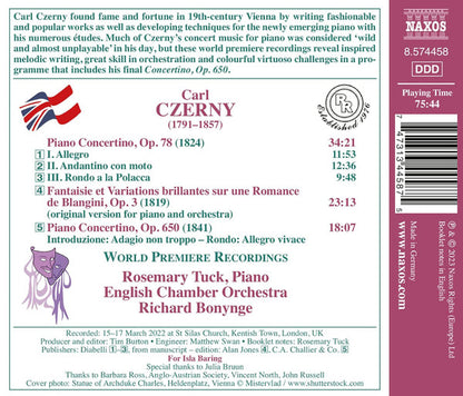 Czerny: Piano Concertinos, Opp. 78 & 650; Fantaisie et Variations Brillantes - Rosemary Tuck, English Chamber Orchestra, Richard Bonynge