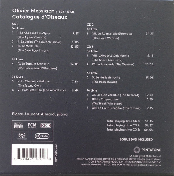 Messiaen: Catalogue d’oiseaux, I/42 -Pierre-Laurent Aimard (3 Hybrid SACDs + 1 DVD)