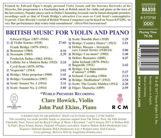 British Music for Violin & Piano -  Clare Howick, John Paul Ekins