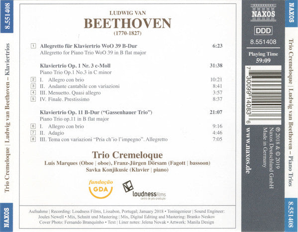 Beethoven: Piano Trios - Trio Cremeloque
