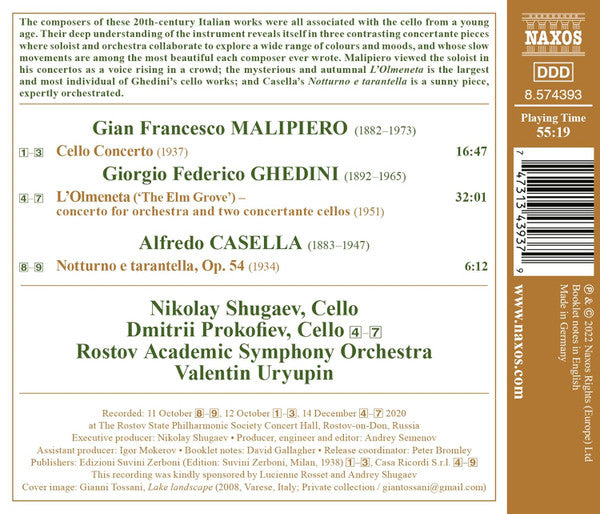 MALIPIERO, G.F.: Cello Concerto / GHEDINI, G.F.: L'Olmeneta - Shugaev, D. Prokofiev, Rostov Academic Symphony, Uryupin