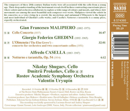 MALIPIERO, G.F.: Cello Concerto / GHEDINI, G.F.: L'Olmeneta - Shugaev, D. Prokofiev, Rostov Academic Symphony, Uryupin