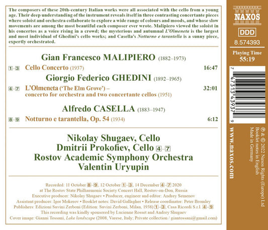 MALIPIERO, G.F.: Cello Concerto / GHEDINI, G.F.: L'Olmeneta - Shugaev, D. Prokofiev, Rostov Academic Symphony, Uryupin