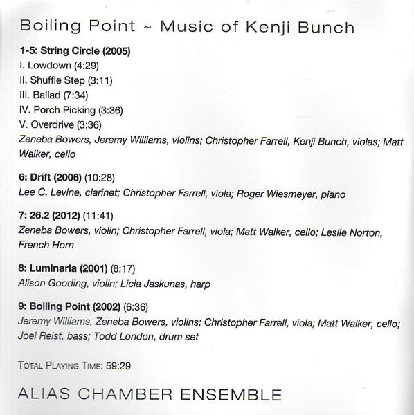 BUNCH: Boiling Point - Music of Kenji Bunch - Alias Chamber Ensemble