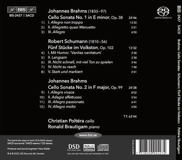 Brahms: Cello Sonatas; Schumann: Funf Stucke im Volkston - Christian Poltéra, Ronald Brautigam (Hybrid SACD)