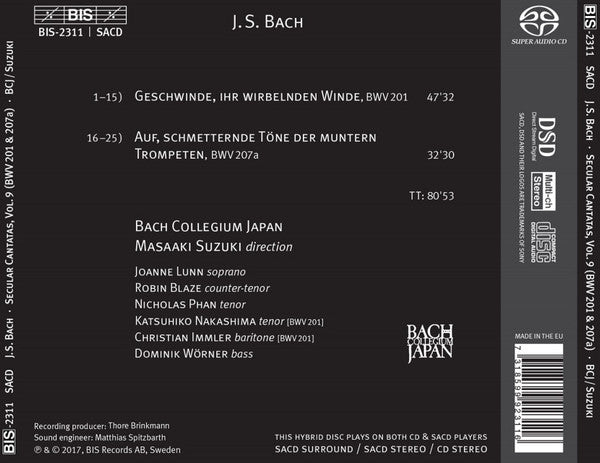 Bach: Secular Cantatas, Vol. 9 – The Contest Between Phoebus And Pan - Bach Collegium Japan, Masaaki Suzuki (Hybrid SACD)
