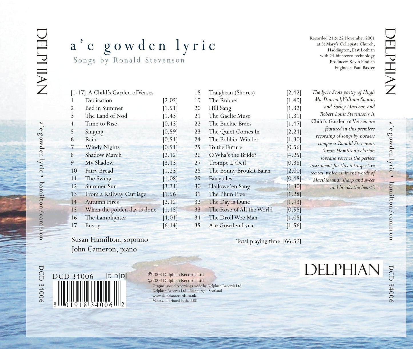 A’e gowden lyric: Songs by Ronald Stevenson