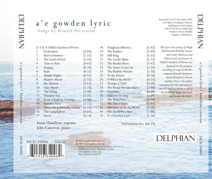 A’e gowden lyric: Songs by Ronald Stevenson