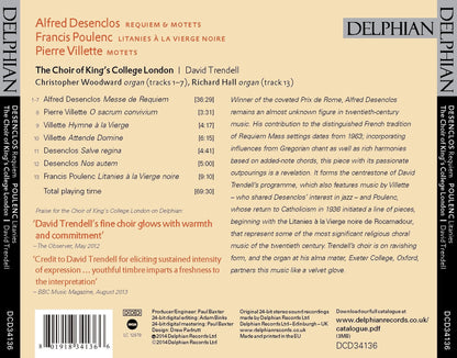 Desenclos: Requiem & Motets; Poulenc: Litanies à la Vierge Noire; Villette: Motets - The Choir of King’s College London, David Trendell