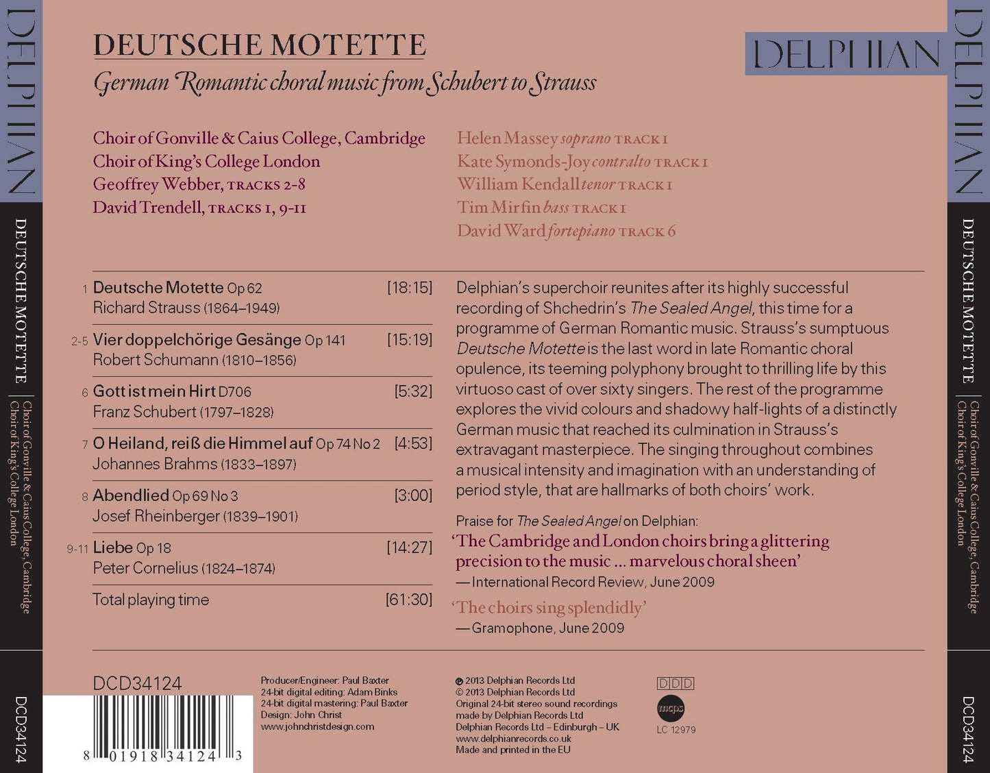 Deutsche Motette (German Romantic Choral Music From Schubert To Strauss) - Choir Of Gonville & Caius College, Cambridge