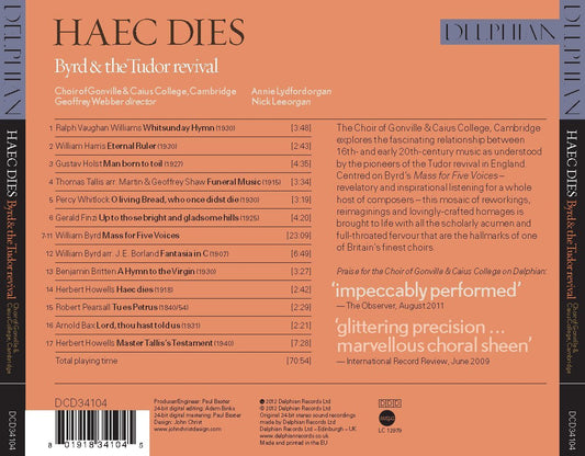 Haec Dies: Byrd & The Tudor Revival - Choir Of Gonville And Caius College, Cambridge
