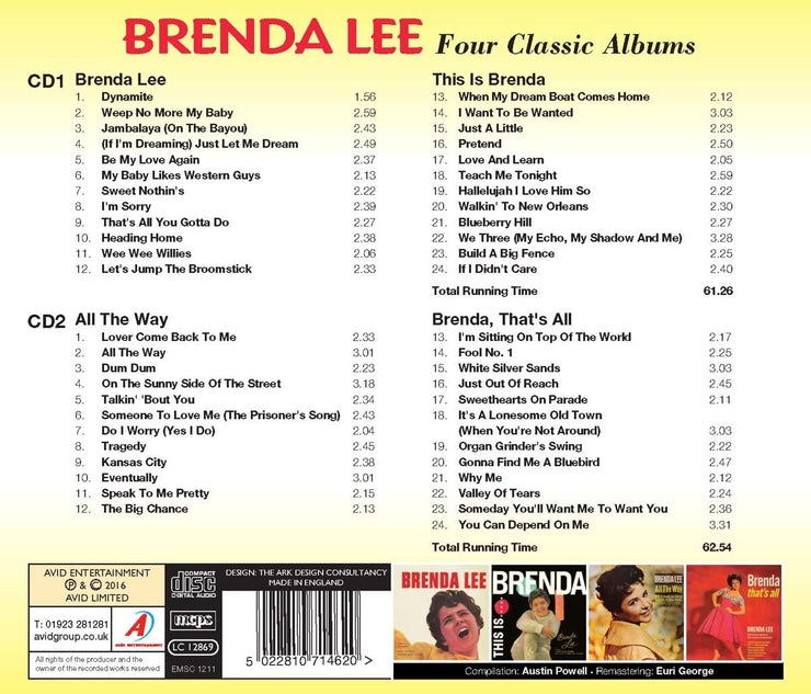 BRENDA LEE - Four Classic Albums (Brenda Lee (Miss Dynamite) / This Is Brenda / All The Way / Brenda. That's All) (2 CDs)