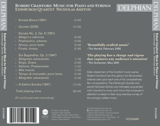 CRAWFORD: Music for solo piano; Piano Quintet - Edinburgh Quartet, Nicholas Ashton
