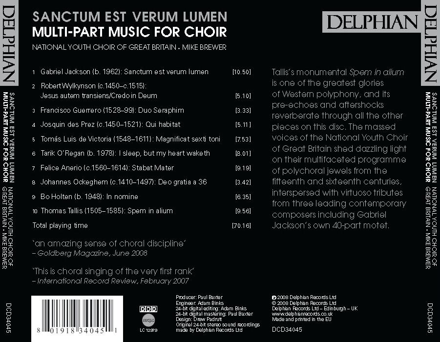Sanctum Est Verum Lumen: Multi-Part Music For Choir - National Youth Choir Of Great Britain