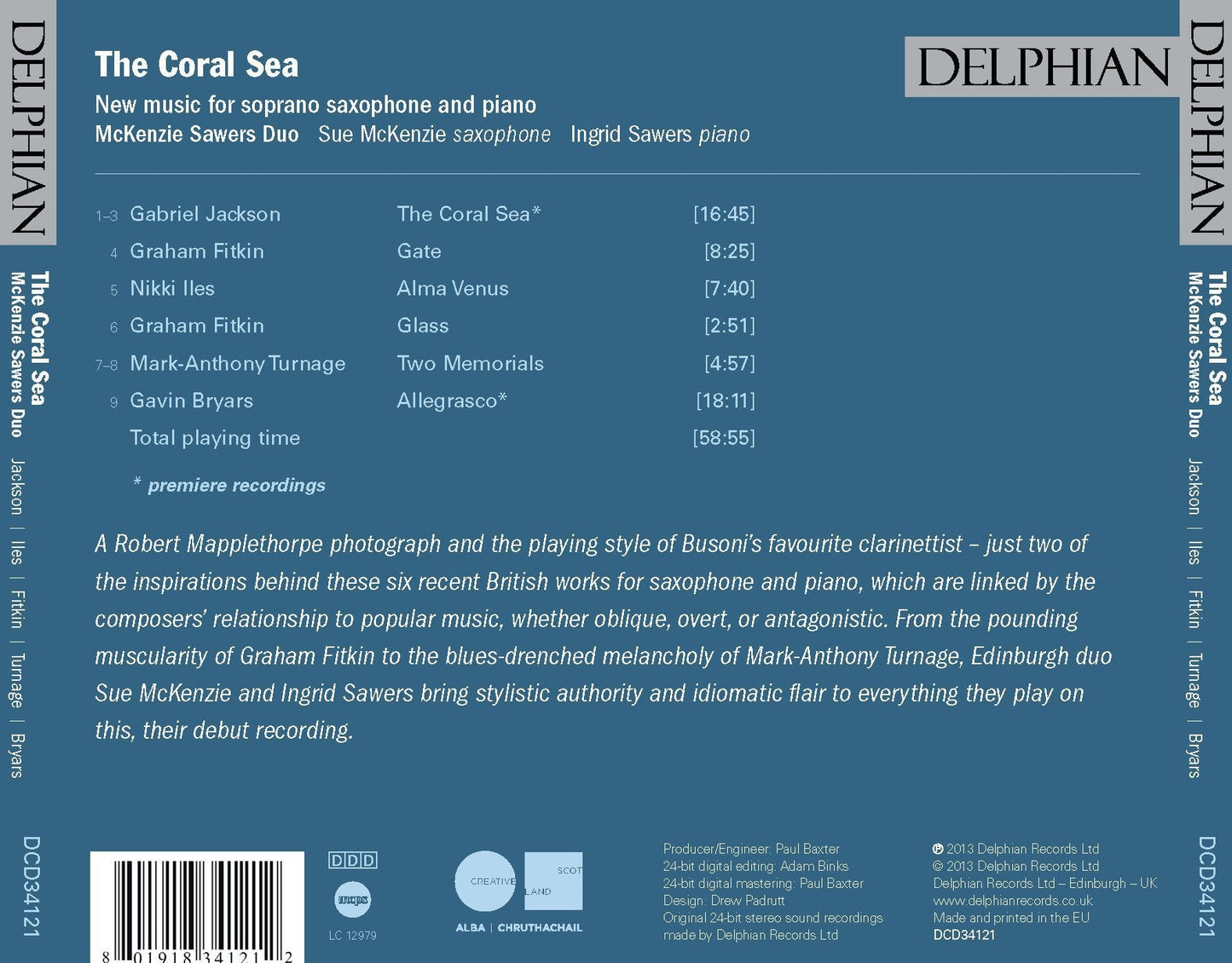 The Coral Sea: New Music For Soprano Saxophone And Piano - McKenzie Sawers Duo