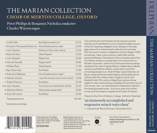 The Marian Collection - Benjamin Nicholas, Peter Phillips, Choir of Merton College, Oxford