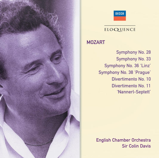 MOZART: Symphony Nos. 28, 33, 26, 38; Divertimento Nos. 10 & 11 - Colin Davis, English Chamber Orchestra (2 CDs)