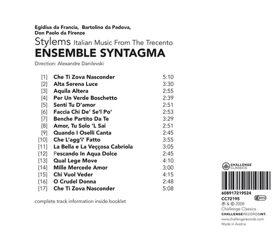 STYLEMS: MUSIC FROM THE TRECENTO - ENSEMBLE SYNTAGMA
