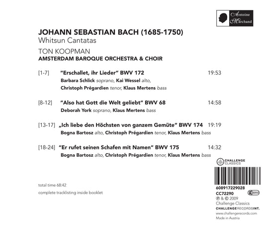 BACH: WHITSUN CANTATAS - TON KOOPMAN & AMSTERDAM BAROQUE ORCHESTRA