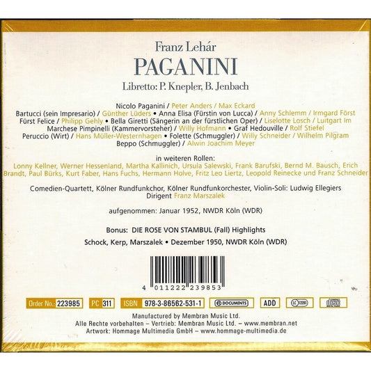 LEHAR: PAGANINI (2 CDs)