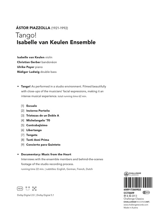 Piazzolla, Ástor: Tango! - Isabelle van Keulen Ensemble (DVD)