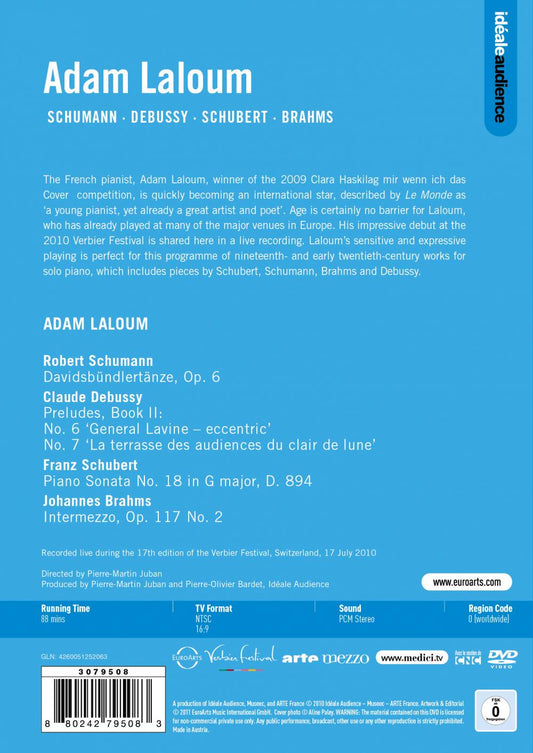 Adam Laloum: Live at Verbier Festival - SCHUMANN/DEBUSSY/SCHUBERT/BRAHMS (DVD)