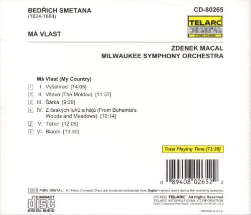 SMETANA: MA VLAST - Milwaukee Symphony Orchestra, Zdenek Macal