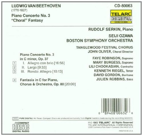 BEETHOVEN: PIANO CONCERTOS NO. 3, CHORAL FANTASY - Serkin, Ozawa, Boston Symphony Orchestra