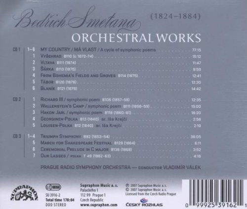 SMETANA: Orchestral Works (My Country, Richard III., Wallenstein's Camp, Hakon Jarl, Triumph Symphony etc.) - Prague Radio Symphony Orchestra (3 CDs)