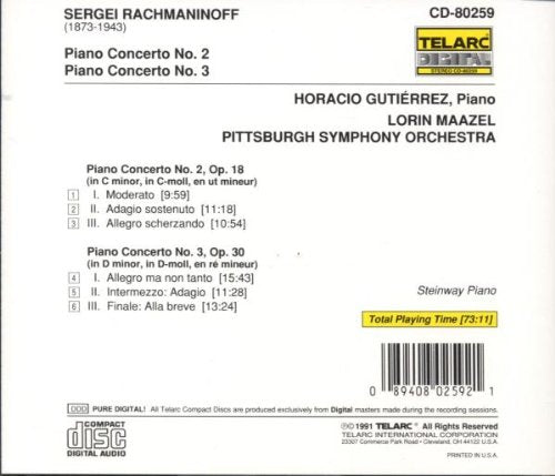 RACHMANINOV: Piano Concertos Nos. 2 & 3 - Horatio Gutierrez, Lorin Maazel, Pittsburgh Symphony