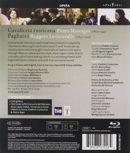 MASCAGNI & LEONCAVALLO: Cavalleria Rusticana & Pagliacci - Teatro Real di Liceu, Jesus Lopez Coboz (BluRay DVD)