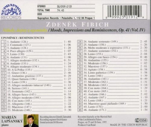 Fibich: Moods, Impressions and Reminiscenses, Op. 41, Vol. 4 - Marián Lapšanský