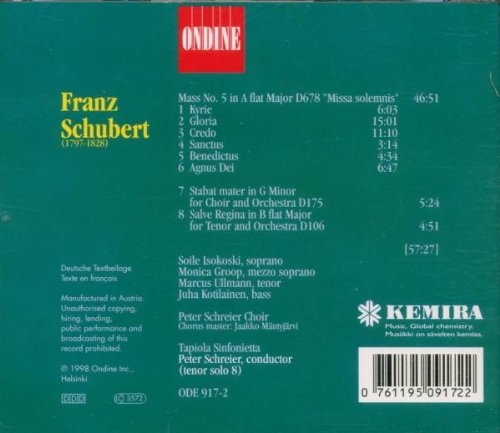 SCHUBERT: Missa Solemnis - Isokoski, Groop, Ullma, Schreirer, Tapiola Sinfonietta