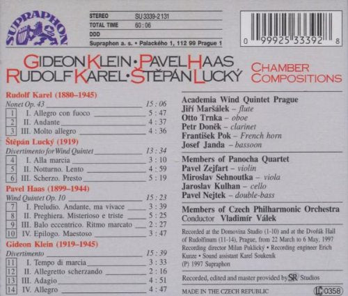 Karel, Haas, Lucký, Klein: Chamber Compositions - Academia Wind Quintet Prague
