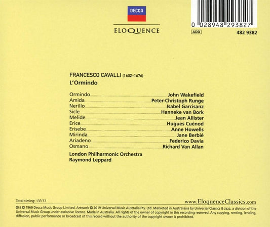 CAVALLI: L'ORMINDO - LEPPARD, LONDON PHILHARMONIC (2 CDS)