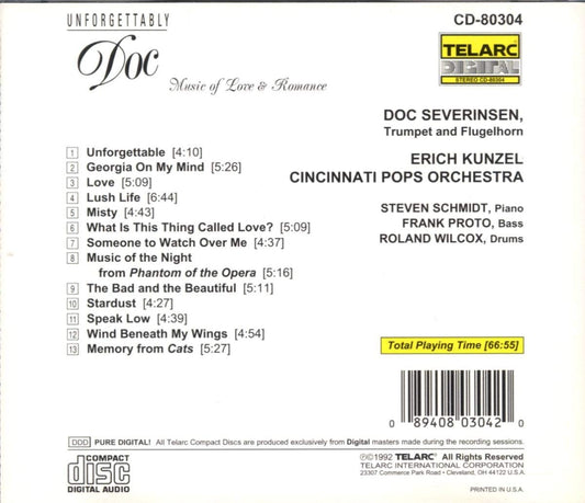 UNFORGETTABLY DOC: MUSIC OF LOVE AND ROMANCE - Doc Severinsen, Erich Kunzel & Cincinnati Pops Orchestra