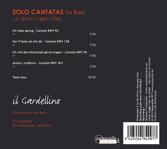 Bach, J.S.:  Solo Cantatas for Bass - Il Gardellino, Dominic Worner
