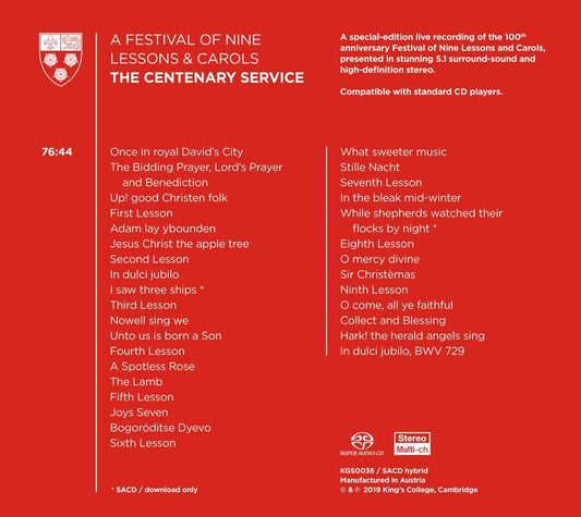 Nine Lessons And Carols: The Centenary Service - The Choir of King's College Cambridge (HYBRID SACD)