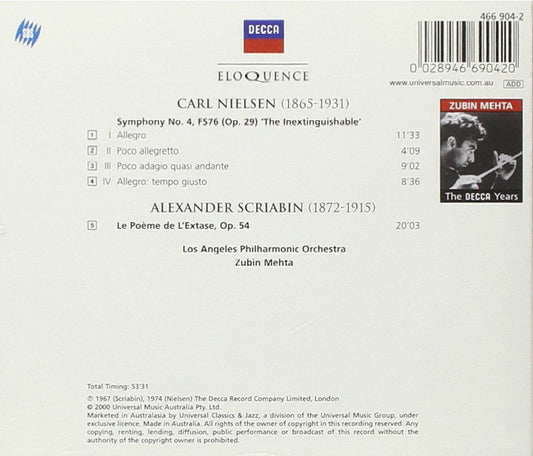 NIELSEN: Symphony No. 4; SCRIABIN: Le Poeme de L’Extase - Mehta, Los Angeles Philharmonic