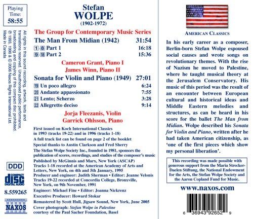 WOLPE: THE MAN FROM MIDIAN - GRANY, WINN, FLEEZANIS, OHLSSON, GROUP FOR CONTEMPORARY MUSIC