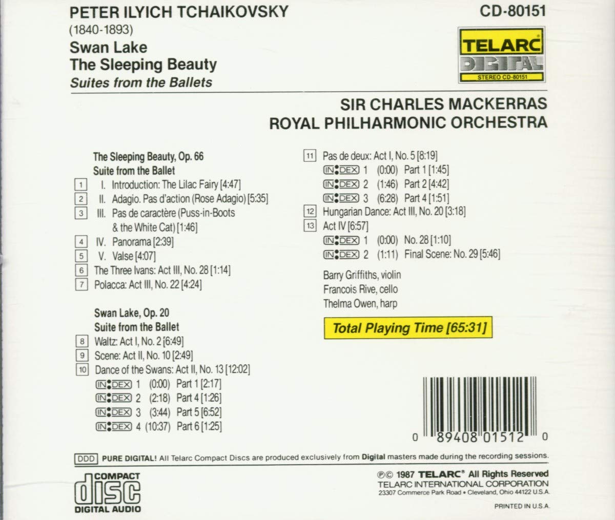 TCHAIKOVSKY: SUITES FROM THE BALLETS - Charles Mackerras, Royal Philharmonic Orchestra