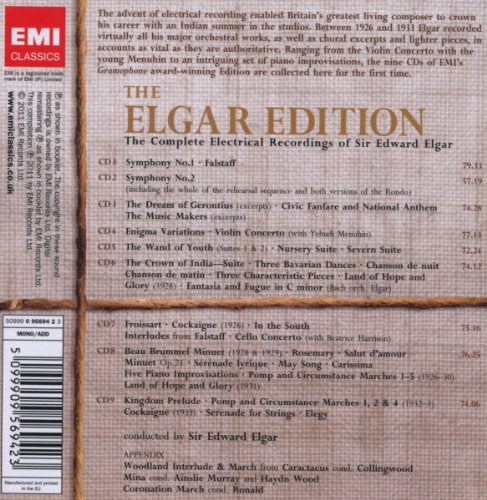 ELGAR: THE COMPLETE ELECTRICAL RECORDINGS ON EMI (9 CDS